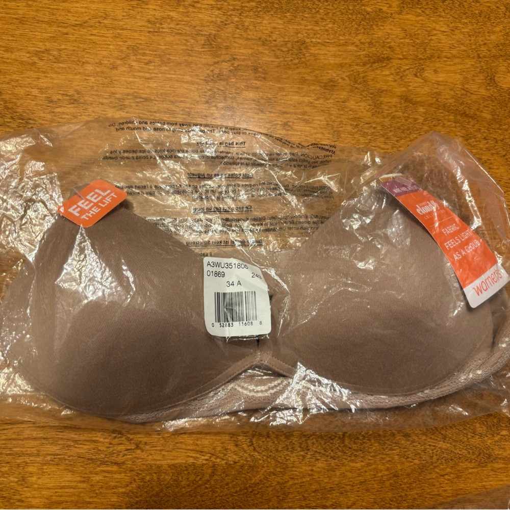 Warners Cloud 9 wire free with lift Padded Bra. Style 1869. Tan. 34A.
